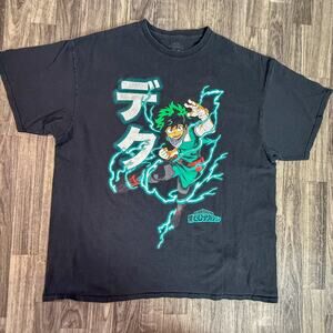 My Hero Academia Deku Graphic T-Shirt Black Size XL Funimation Anime Tee